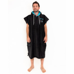 All-In Velour Beach Changing Robe Classic Flash Black Turquoise