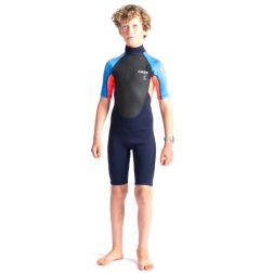 C-Skins Element 3/2mm Junior Shorty Wetsuit Slate Navy Flo Red