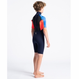 C-Skins Element 3/2mm Junior Shorty Wetsuit Slate Navy Flo Red