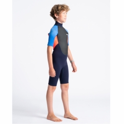 C-Skins Element 3/2mm Junior Shorty Wetsuit Slate Navy Flo Red