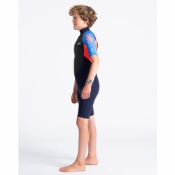 C-Skins Element 3/2mm Junior Shorty Wetsuit Slate Navy Flo Red
