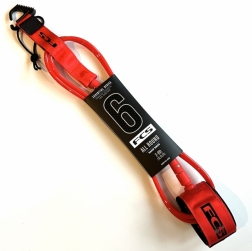 FCS All Round Essential Surfboard Leash 6ft Code Red
